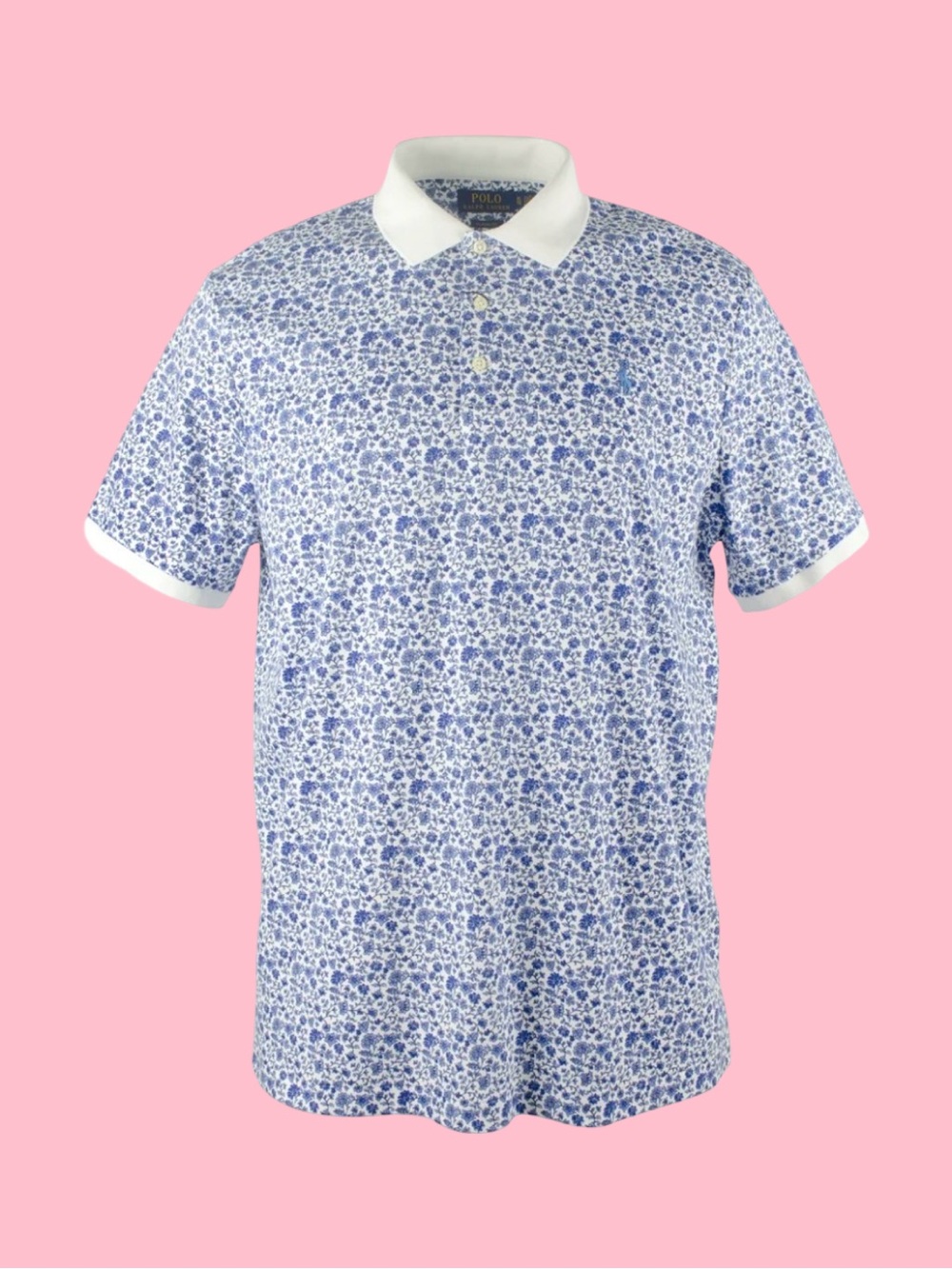 Polo by Ralph Lauren Blue and White Floral-Print Polo Shirt